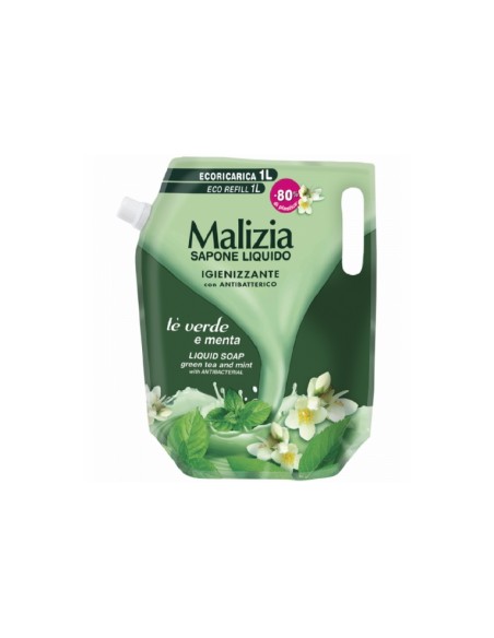 Malizia ecoricarica sapone liquido Tè Verde e Menta 1000 ml