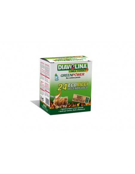 Diavolina Greenpower eco ricci accendifuoco 100% vegetale 24 pz