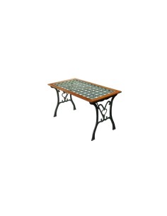 Tavolo Rattan in ghisa Nero con legno Tropicale 110 x 55...