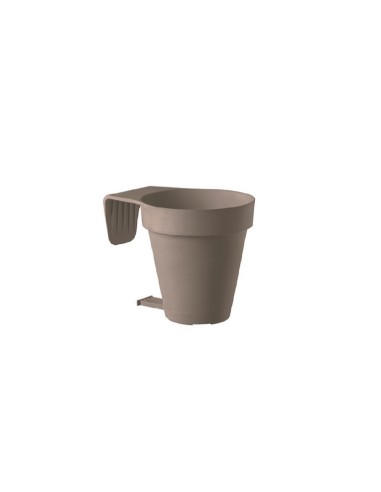 E-Smart vaso con gancio completo di sottovaso Tortora diametro 20 cm