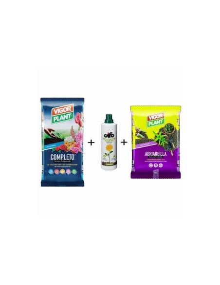 Kit terriccio completo 45 lt + argilla 10 lt + concime piante fiorite 1 lt