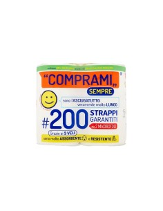 Comprami rotoloni 3 veli 200 strappi asciugatutto 2 pz