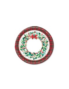 Bibo piatto Natale fantasia Ghirlanda 19 cm in cartone 10 pz