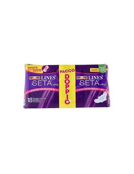 Lines Seta Ultra assorbente lungo con ali pacco doppio 18 pz