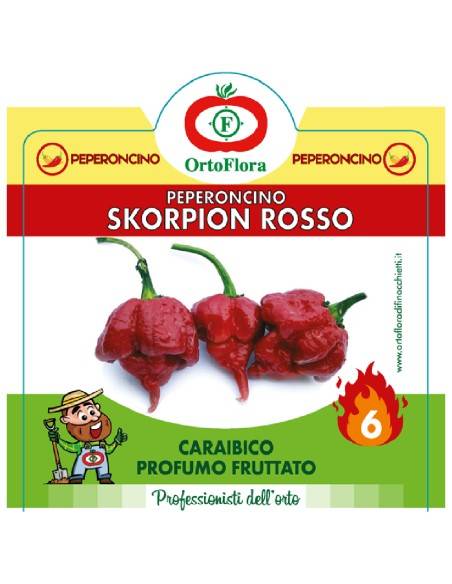 Ortoflora pianta Peperoncino Skorpion Rosso vaso 14 cm