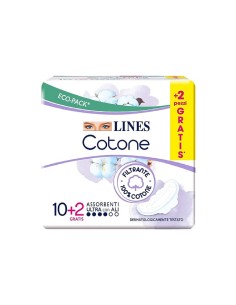 Lines Cotone assorbente Ultra con ali 10 + 2 gratis
