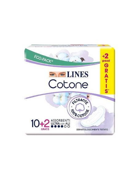 Lines Cotone assorbente Ultra con ali 10 + 2 gratis