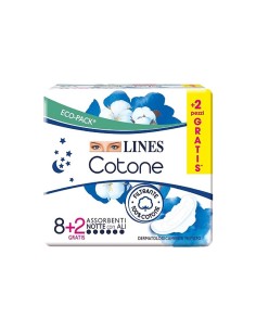 Lines Cotone assorbente Notte con ali 8 + 2 gratis