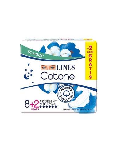 Lines Cotone assorbente Notte con ali 8 + 2 gratis