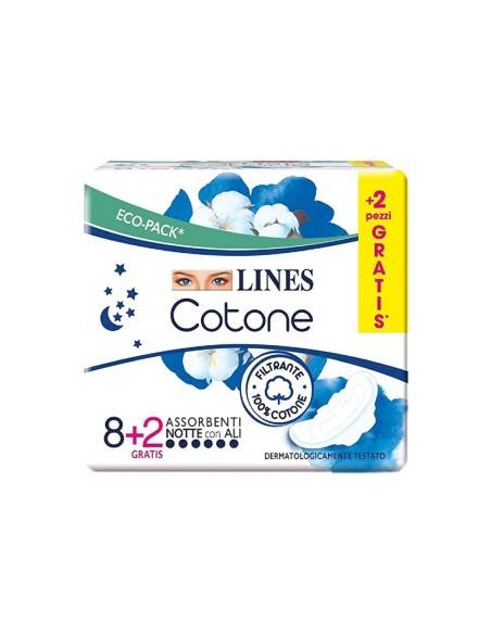 Lines Cotone assorbente Notte con ali 8 + 2 gratis