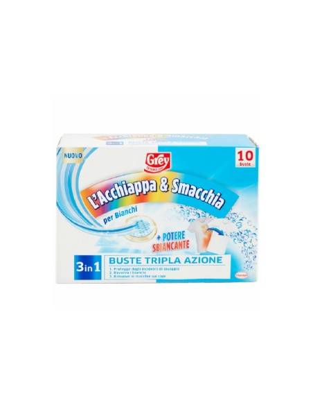 Grey l'acchiappacolore per bianchi 3 in 1 sbianca e smacchia 10 pz