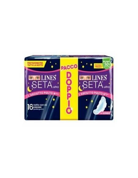 Lines Seta Ultra assorbente notte con ali pacco doppio 16 pz