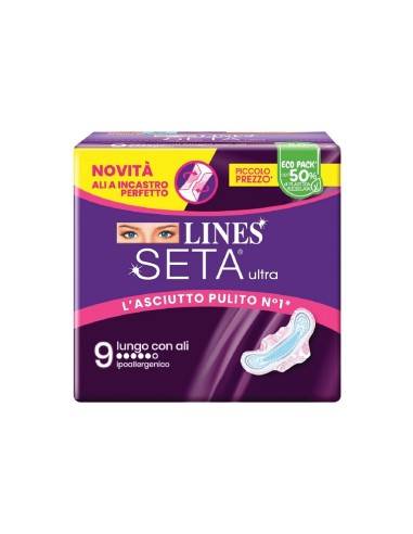 Lines Seta Ultra assorbente lungo con ali 9 pz