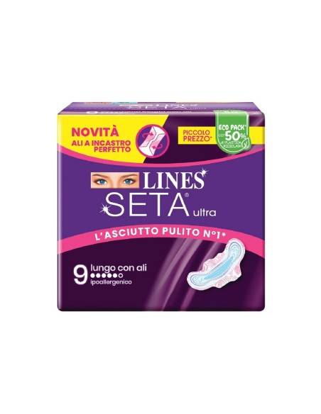 Lines Seta Ultra assorbente lungo con ali 9 pz