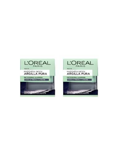 L'Oréal maschera Detox Argilla Pura + Carbone 50 ml (2 pz)