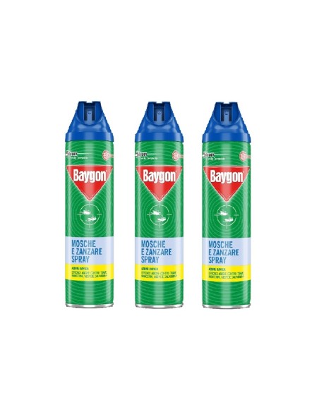 Baygon insetticida spray Mosche e Zanzare azione rapida 400 ml (3 pz)
