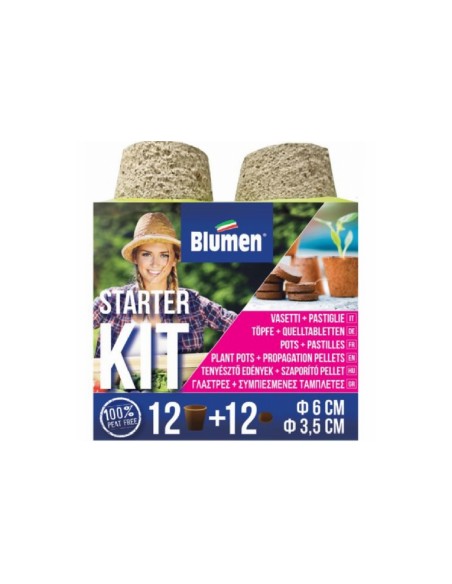 Blumen kit semina 12 vasi da 6 cm + 12 pastiglie di Cocco 3,5 cm